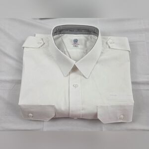 Murphy And Hartelius Air Pilot Shirt Mens 18.5 White SS Button Up Tapered Fit